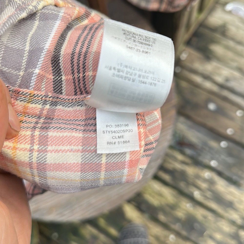 Patagonia Haywood flannel organic cotton button down peach purple grey Lrg - Picture 8 of 8